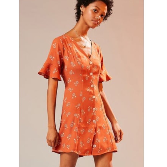 urban outfitters orange floral dress